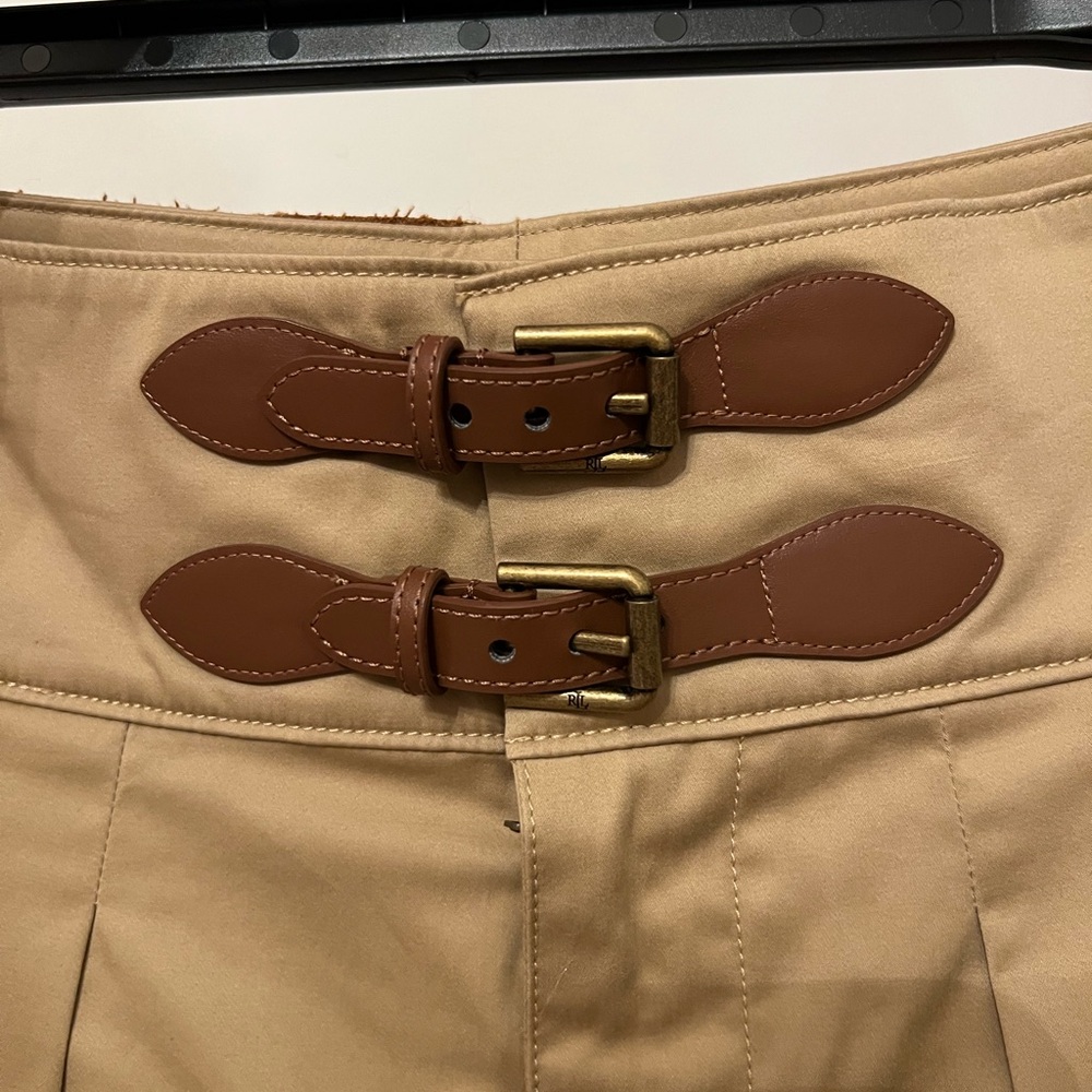 Ralph Lauren Beige Skirt with Brown Buckle Detail